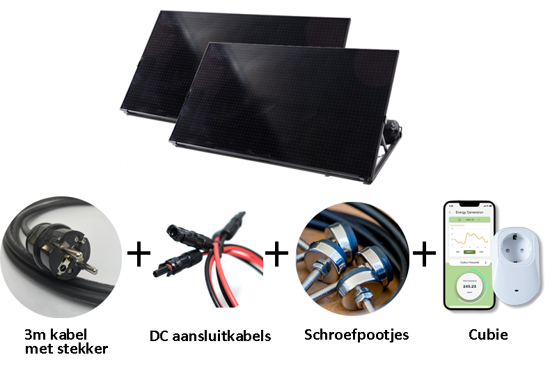Solarpad 760WP Dual | Solar paneel with plug - micro inverter - pedestal assembled