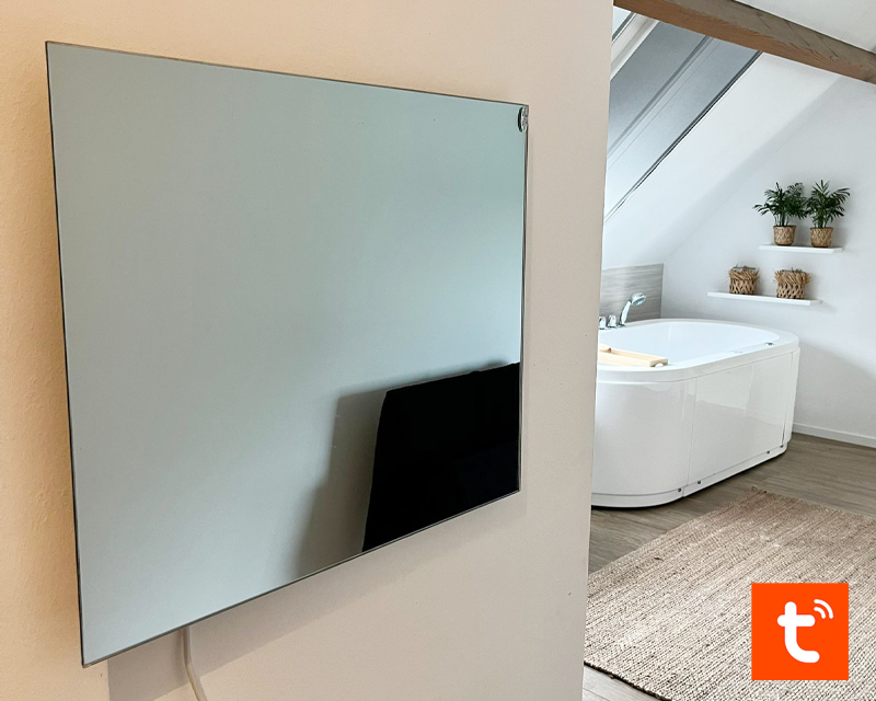 Infrared mirror heating panel 300W | Tempered safety mirror heater | rectagel